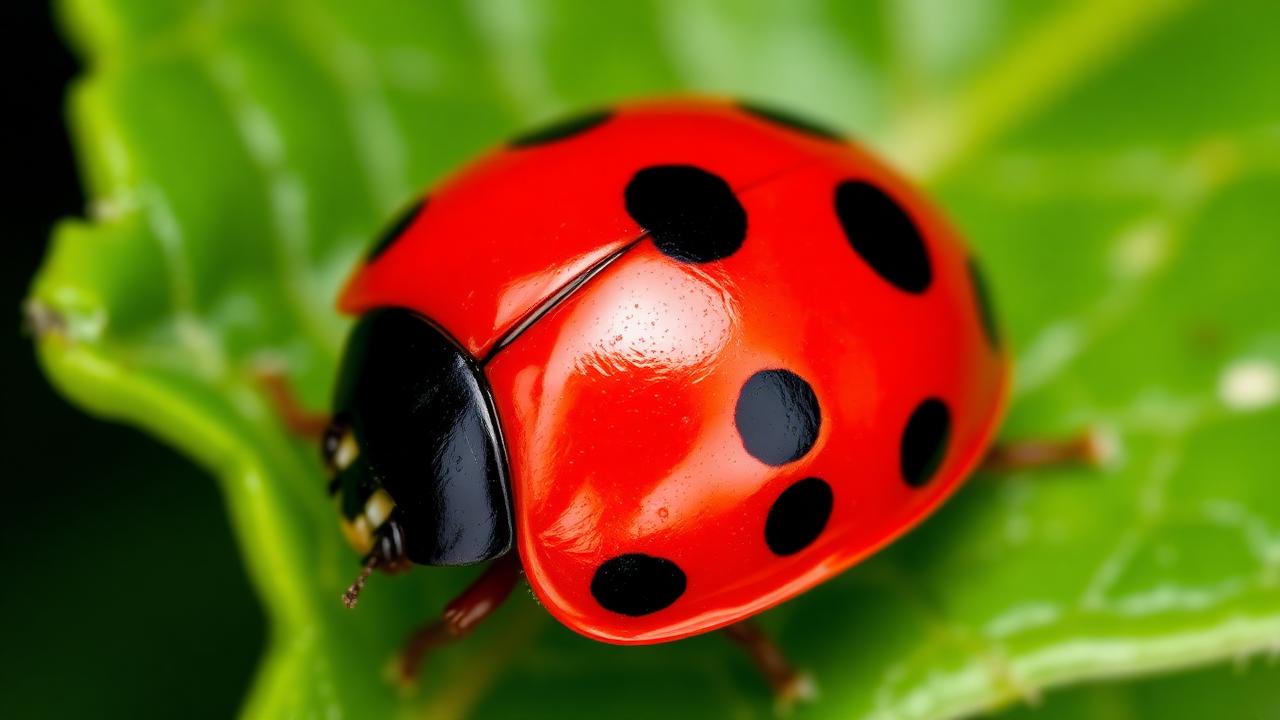 Coccinelle indigène rouge à points noirs bien définis